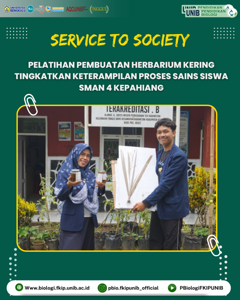Pelatihan Pembuatan Herbarium Kering Tingkatkan Keterampilan Proses Sains Siswa SMAN 4 Kepahiang
