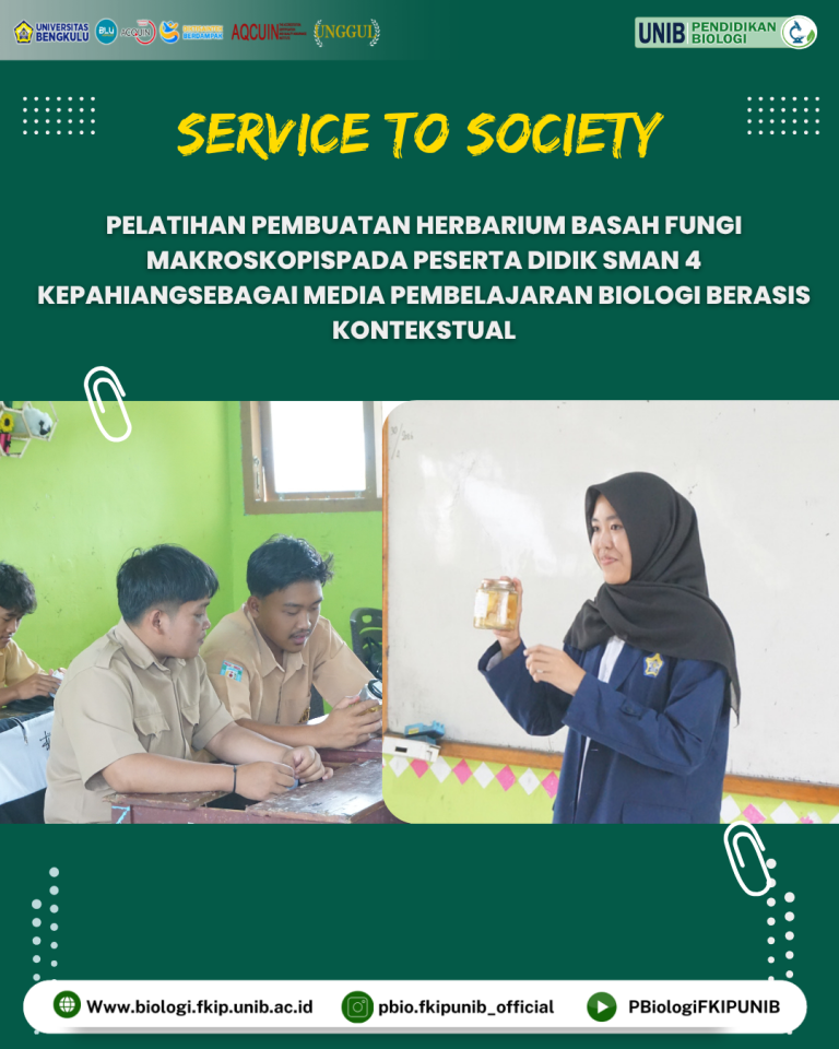 Pelatihan Pembuatan Herbarium Basah Fungi Makroskopis  Pada Peserta Didik SMAN 4 Kepahiang  Sebagai Media Pembelajaran Biologi Berasis Kontekstual